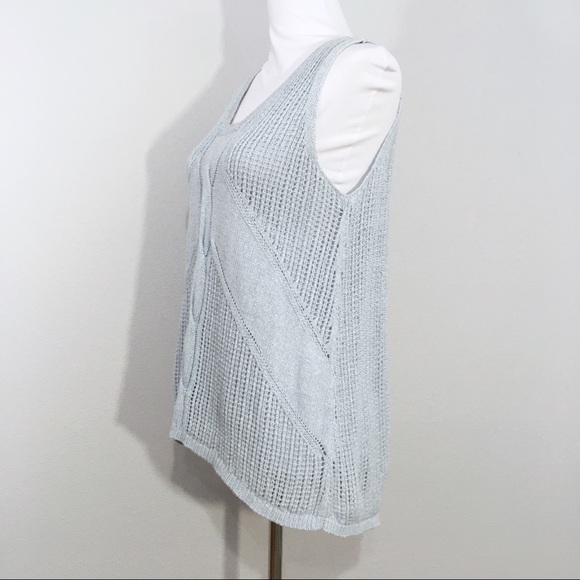 CAbi Seaspray Light Blue Silk Blend Knit Vest #197 - Picture 5 of 8